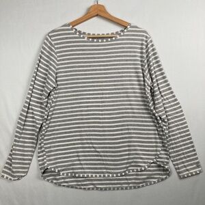 Coolibar Shirt Gray Stripe Heyday Side Split UPF 50+ Women's Large Long Sleeve